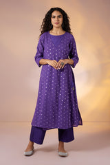 Amethyst Spark Angrakha Tie-Up Jacket & Sleeveless Dress Co-ord (set of 2)