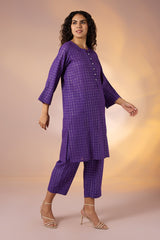 Co-ord Set Amethyst Grid Cotton kurta and Pants