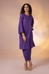 Co-ord Set Amethyst Grid Cotton kurta and Pants