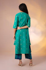 Co-ord Set Coastline Checks Long Kurta with Side Twist