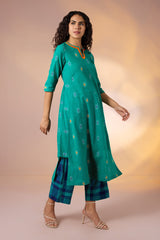 Co-ord Set Coastline Checks Long Kurta with Side Twist