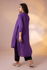Iris Shadow Cotton Asymmetrical Hemline Button Down Tunic