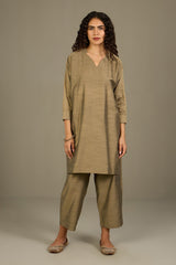 Co-ord Set Burnished Gold Silk Slub Leisure Tunic (Set of 2)
