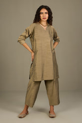 Co-ord Set Burnished Gold Silk Slub Leisure Tunic (Set of 2)