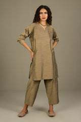 Co-ord Set Burnished Gold Silk Slub Leisure Tunic (Set of 2)
