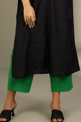 Midnight Ink & Forest Foil Front Zipper A-line Kurta