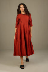 Lustrous Earth Jumpsuit with Pockets & Smocked Sleeve