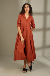 Burnished Earth Cotton Jumpsuit with Pockets & Collar