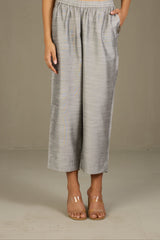 Comfort fit cotton pants - Silver Silk Slub
