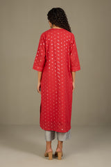 Front Zipper Dress Cosmic Red & Silver