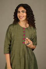 Forest Rose Silk Slub Kalidar Kurta