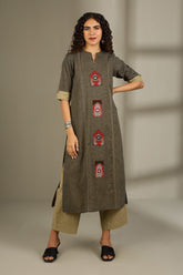 Co-ord Set Crimson Dune Mystic Doorway Long Panel Kurta and Pants (Set of 2)
