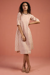 Cinnamon Stripes Side Bias Shift Dress
