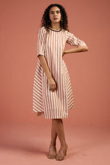 Cinnamon Stripes Side Bias Shift Dress