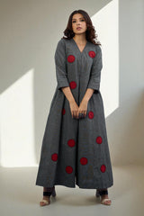 Ash & Flame Applique Jumpsuit with Pockets & Sleeves