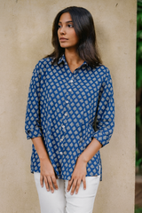 Blue Meadow Handblock Printed Everyday Cotton Shirt