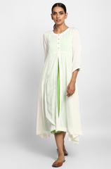 jacket + shift dress - porcelain white & sea green