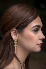 jewelry - berserk - gold plated disc tassel earrings