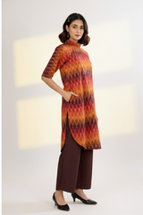 Chevron Dusk Cowl Neck Cotton Tunic Kurta