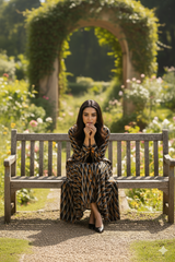 Gilded Nightfall Specks Flared Panel Midi Dress