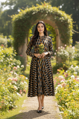 Gilded Nightfall Specks Flared Panel Midi Dress