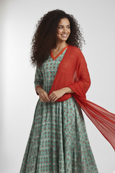 chiffon dupatta - sunset orange