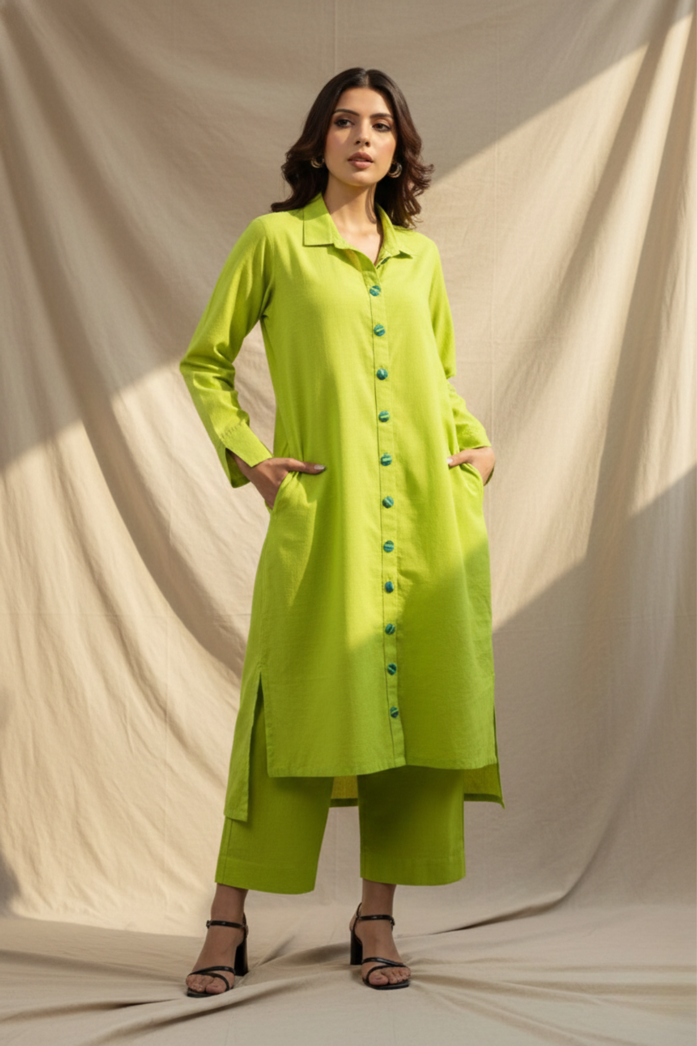 Coord Set  Citrina Hi-Low Hem Kurta  (set of 2)