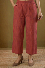 Comfort fit pants - Red Stripes Cotton