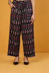 comfort fit cotton pants - black red ikat