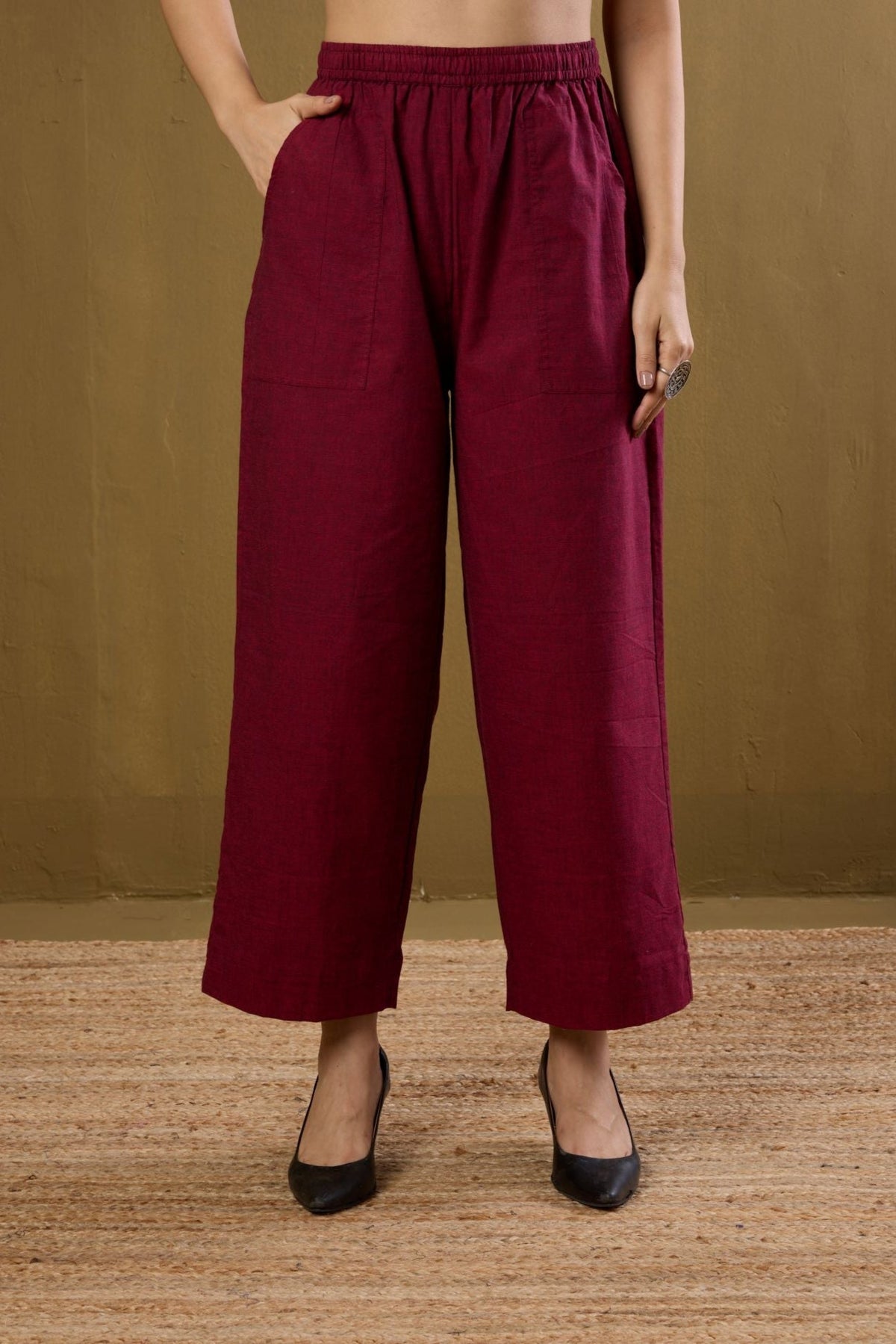 comfort fit south cotton pants - deep maroon marsala