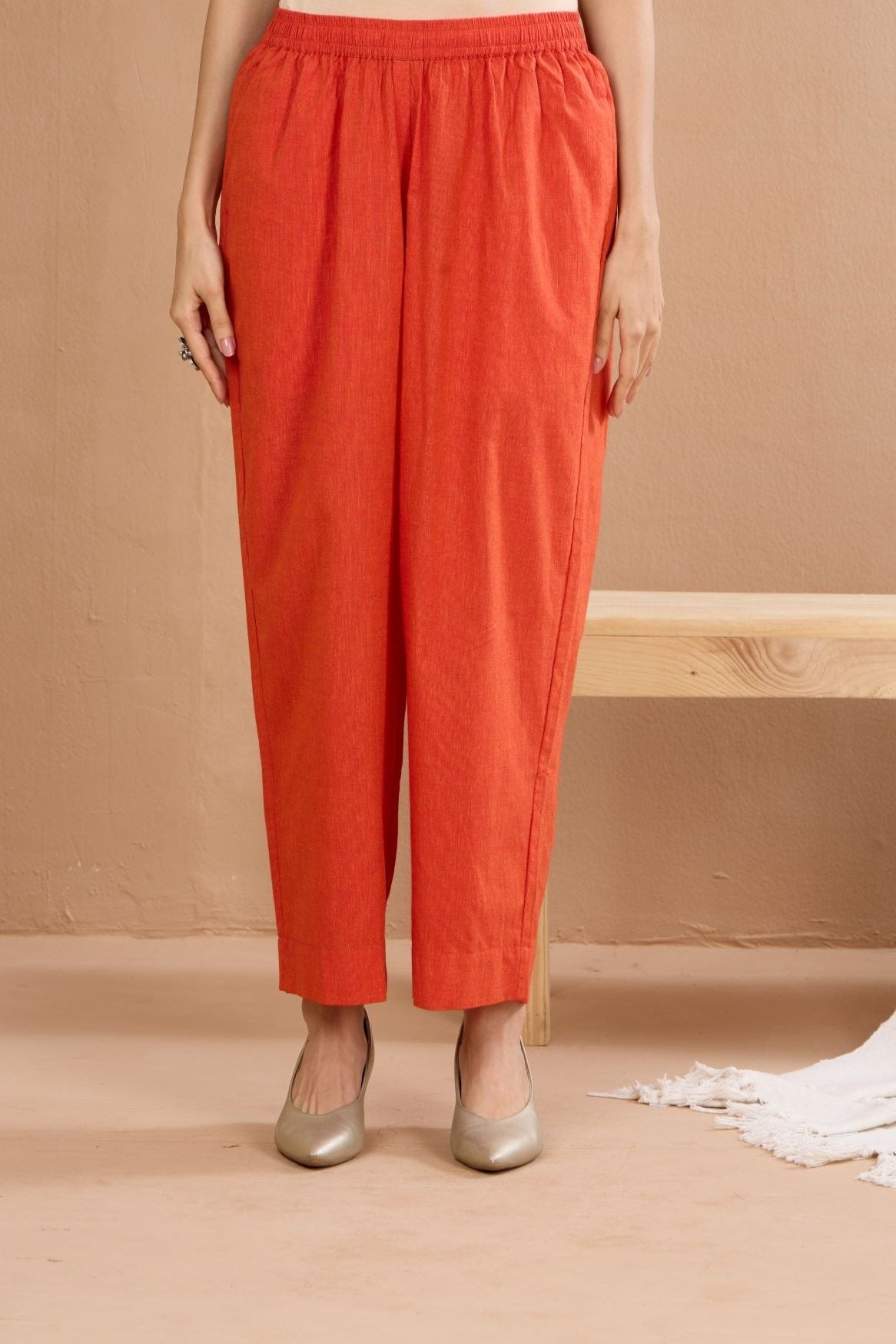 comfort fit ankle length narrow pants  - sunset orange