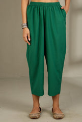 Comfort Fit Pants - emerald green cotton