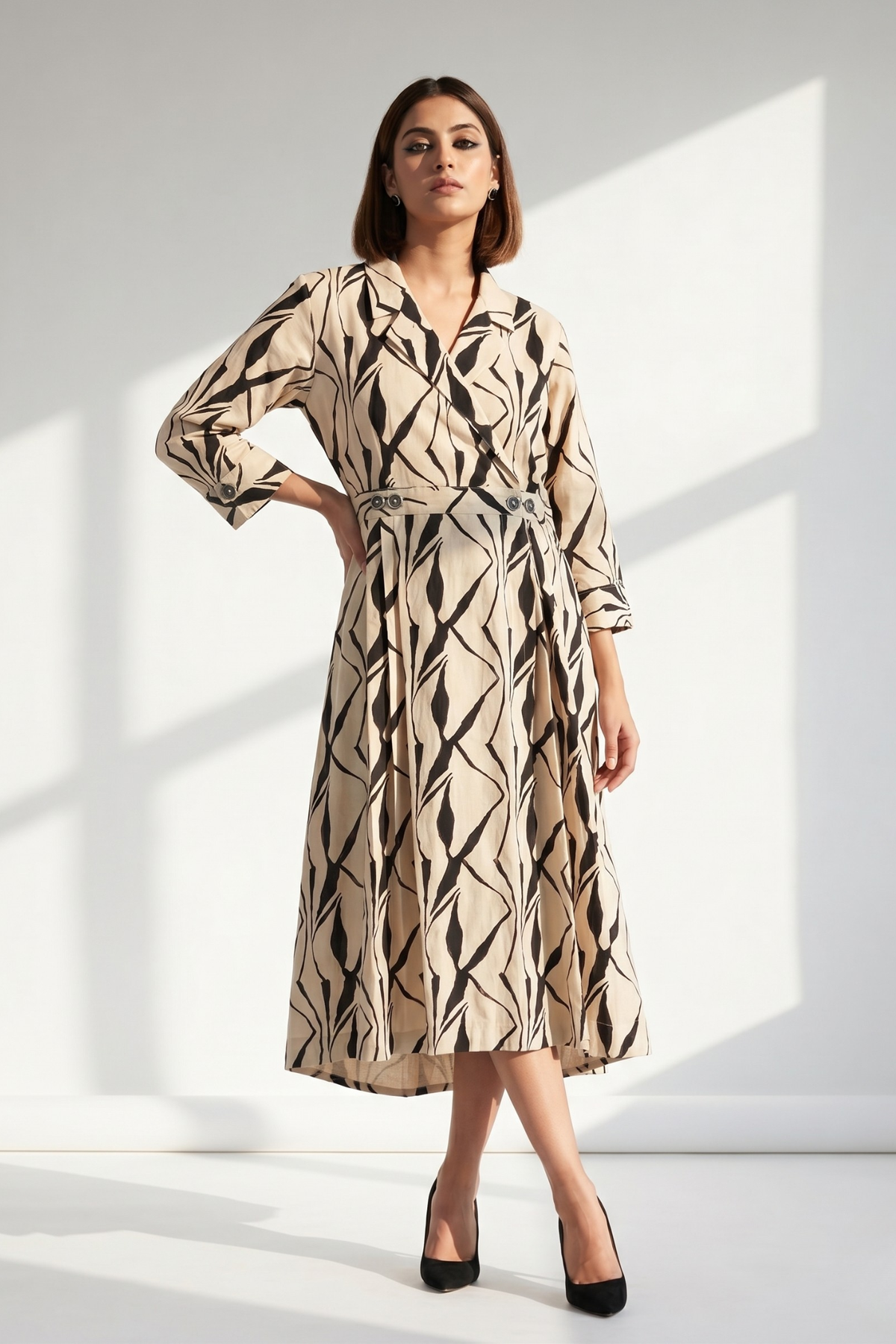 Luna Artisan's Brush Cotton Long Trench Dress