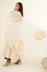handwoven maheshwari dupatta - ivory gold