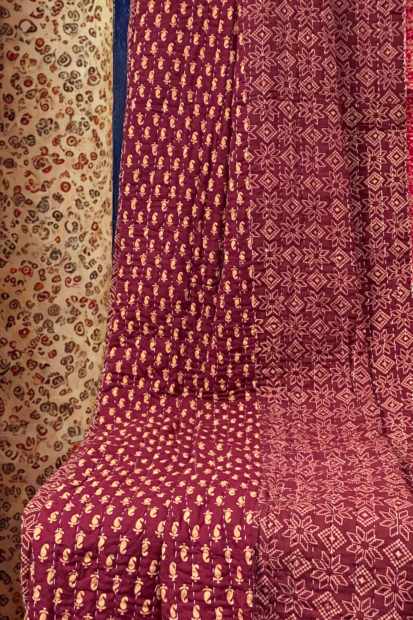handcrafted reversible mashroo double quilt with filler - Gilded Rose & Gold