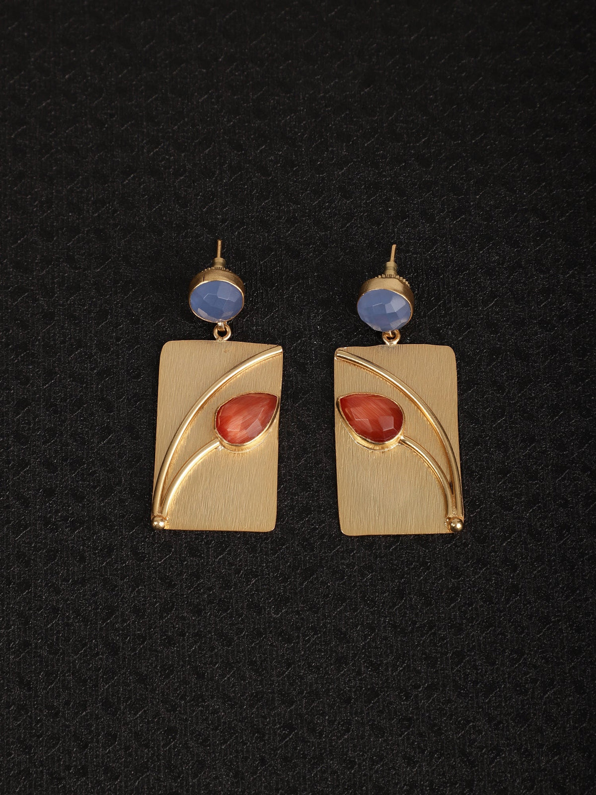 jewelry - berserk - Gold Plated Multistone Block Danglers