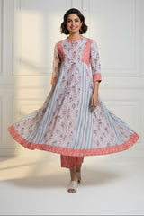 high collar button down anarkali - rosewater boom & tranquil oasis