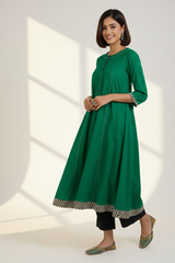 Emerald Glow Elegant Long Anarkali