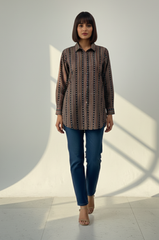 Forest Mosaic  Cotton Button Down Shirt