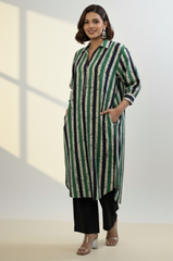 Jade Bands Cotton Collar Box Pleat Kurta