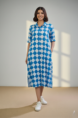 Arctic Diamond Cotton Long Shirt Dress
