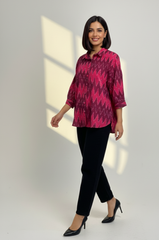 Berry Zigzag Ikat Everyday Cotton Shirt