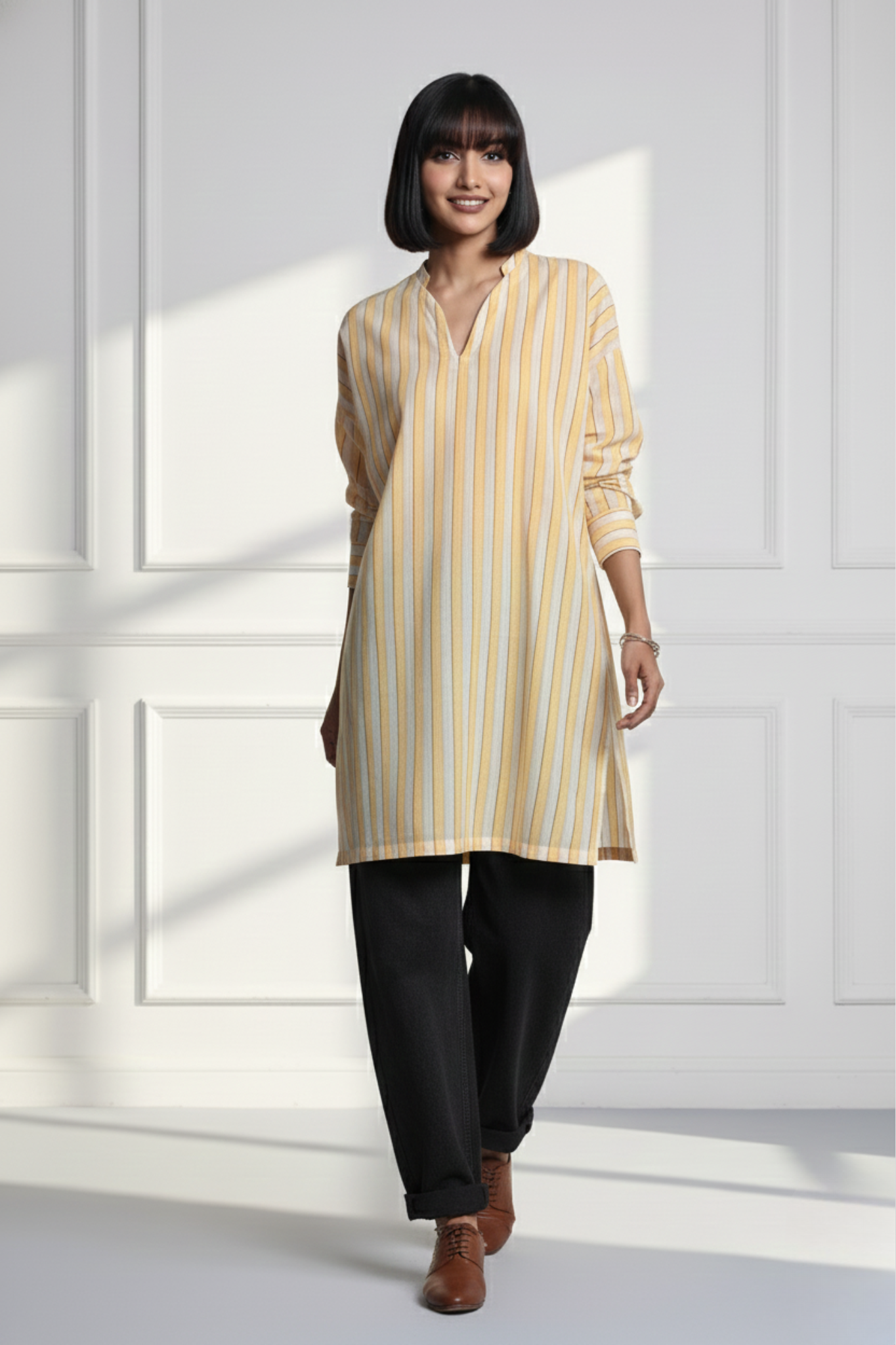 leisure long tunic - sunny stripes & white canvas
