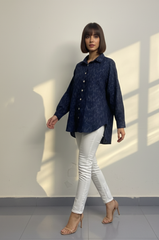 Indigo Drift Cotton Button Down Shirt