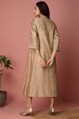 chanderi kimono kaftan dress - Golden Glow & Maroon Accents
