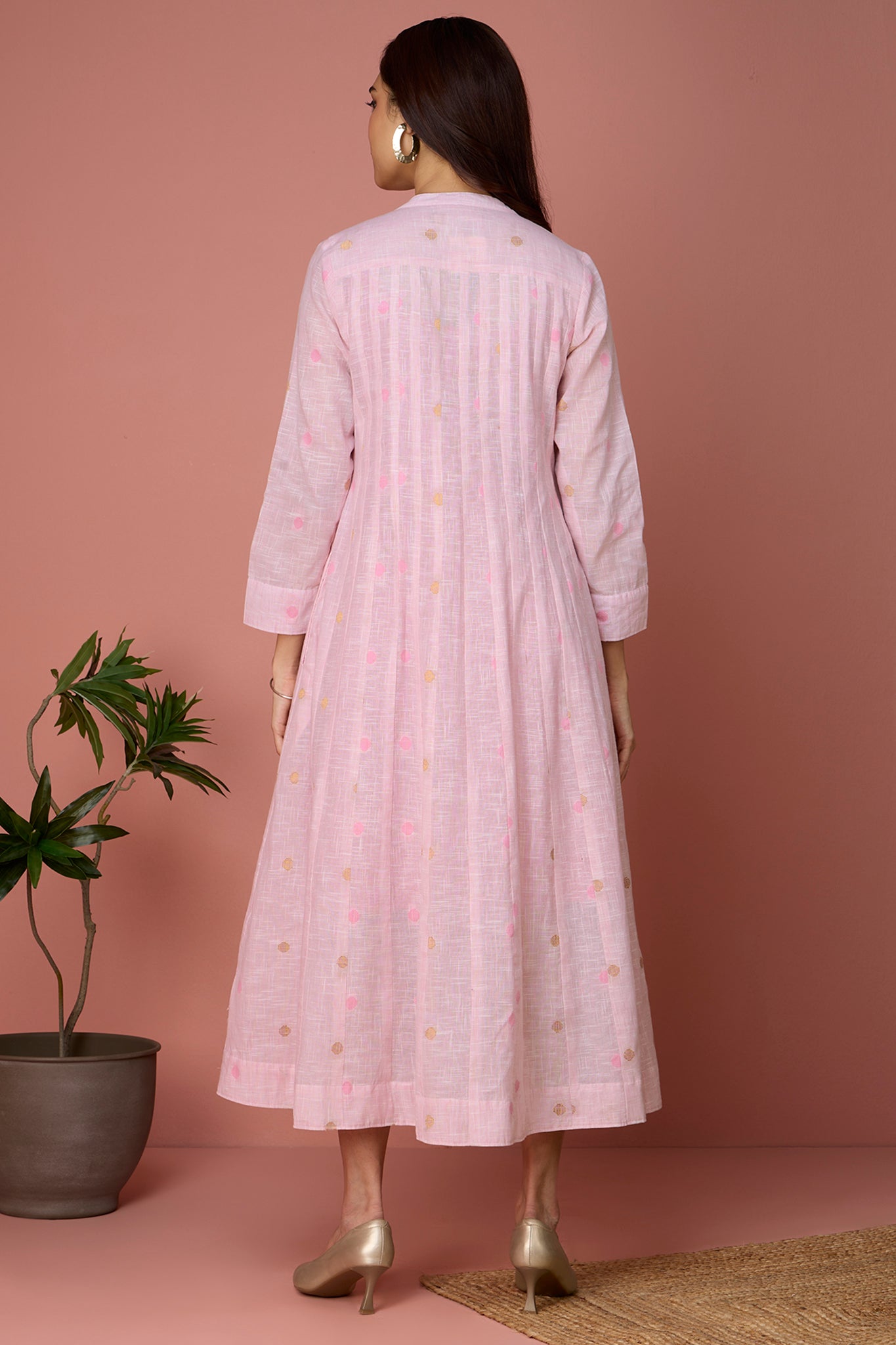 infinity pintuck dress - Rose Quartz & Gold Reverie