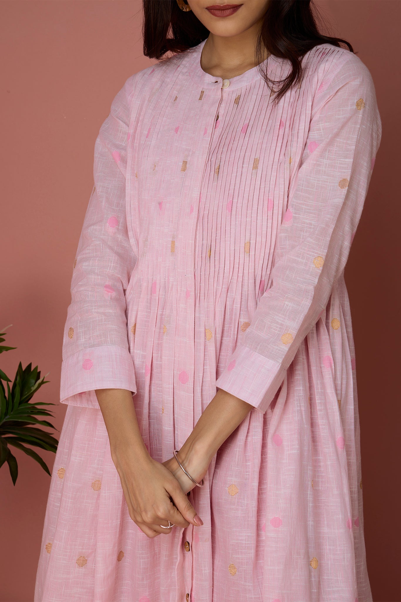 infinity pintuck dress - Rose Quartz & Gold Reverie