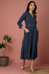 long trench dress - enigmatic azure & celestial horizon