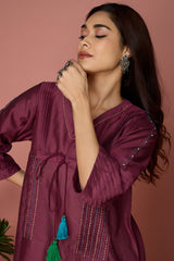 chanderi kimono kaftan dress - Regal & Purple Opulence
