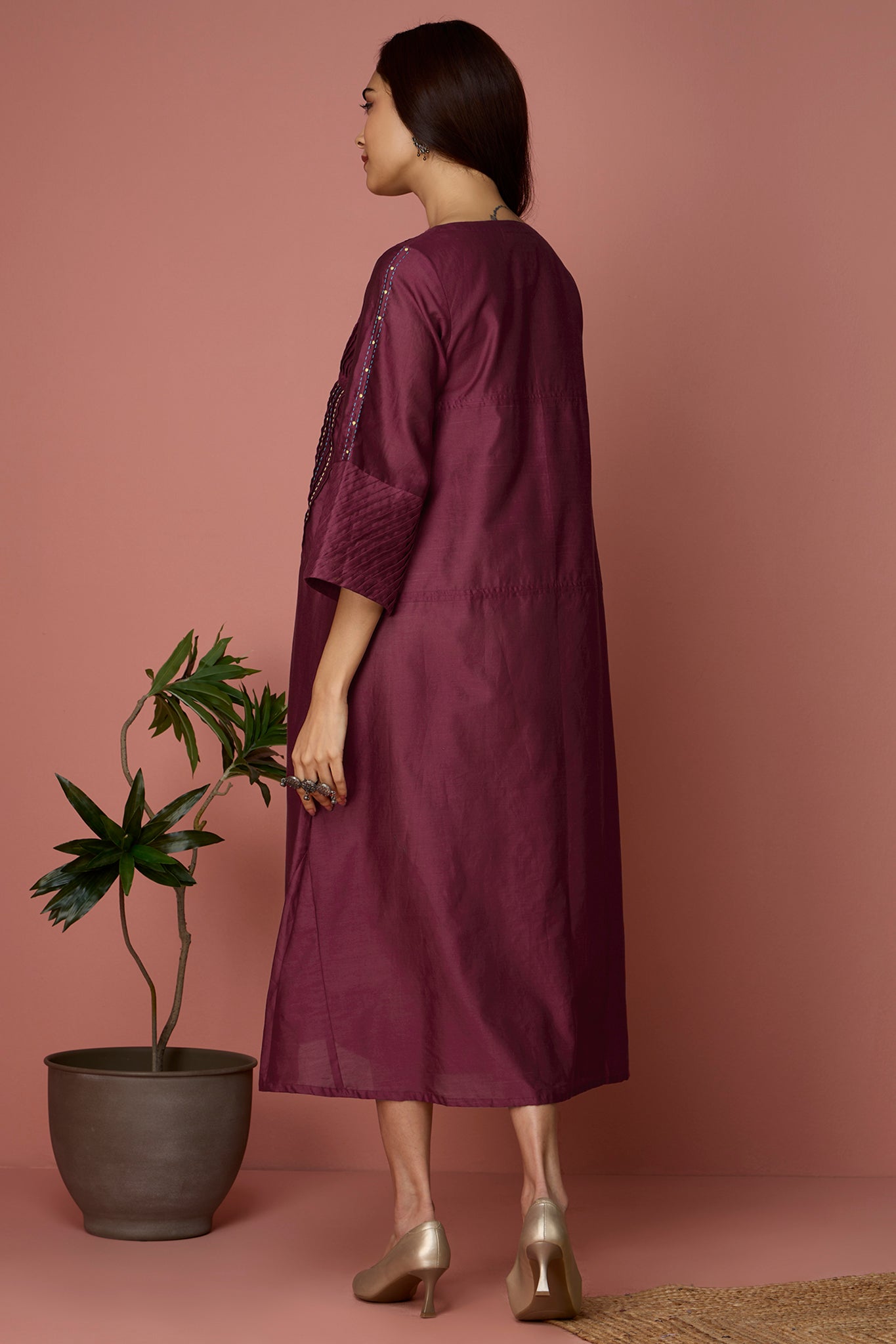 chanderi kimono kaftan dress - Regal & Purple Opulence